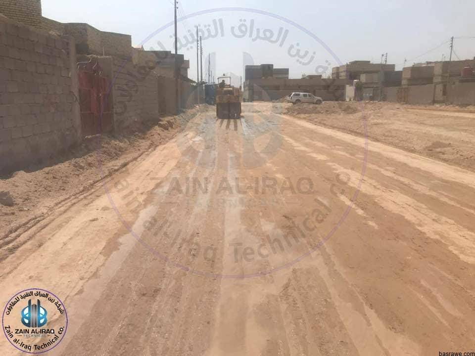 انطلاق اعمال مشروع البنى التحتية لمجمع الرحاب السكني قرب جسر الكزيزة في البصرة .