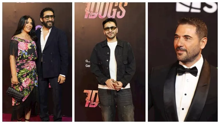 أحمد عز وحلمي ومنى زكي يتألقون في العرض الخاص لفيلم "7 Dogs"