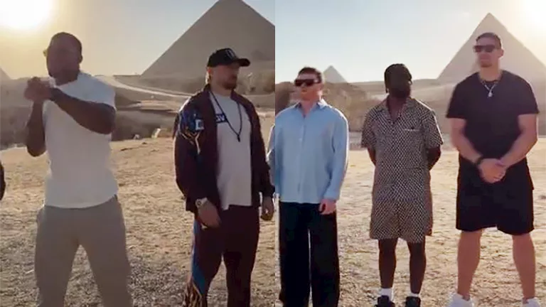 تركي آل الشيخ يروج لمباراة أهرامات الجيزة وسط نجوم الملاكمة
