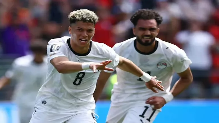 15 صورة لاحتفال إمام عاشور بهدفه في مباراة بلجيكا بكأس العالم 2026