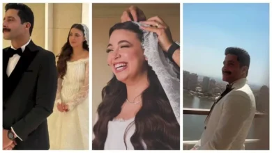 إطلالة أنيقة للعروس والعريس: تفاصيل لوك هايدي رفعت ومصطفى منصور