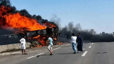 احتراق 21 شخصاً في حادث مروع لحافلة على طريق ذي قار والبصرة