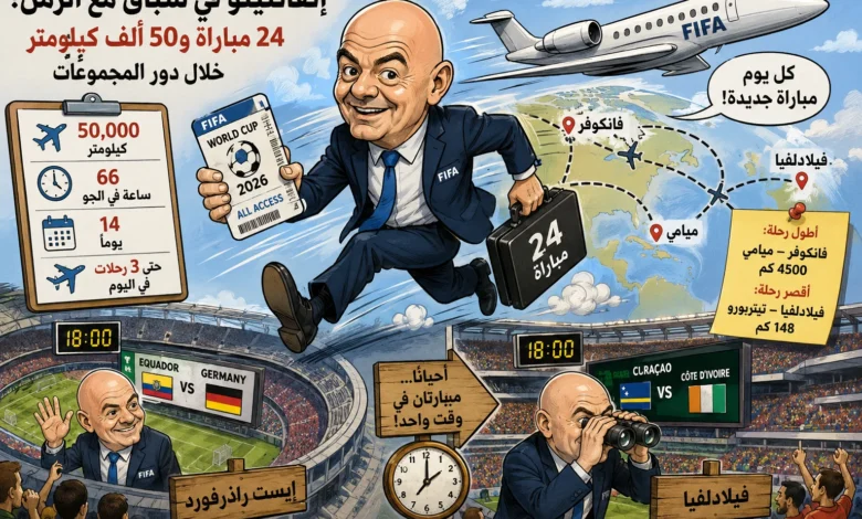 تحركات رئيس فيفا خلال مونديال 2026 تسجل أرقامًا مذهلة
