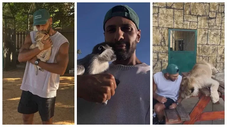 "حسن أبو الروس يتفاعل مع أسد ونسر وثعبان في مشهد مثير (صور وفيديو)"
