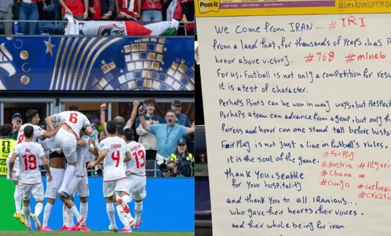 "رسالة مؤثرة في غرفة تبديل الملابس: منتخب إيران يؤكد 'الشرف قبل النصر' بعد التعادل مع مصر"