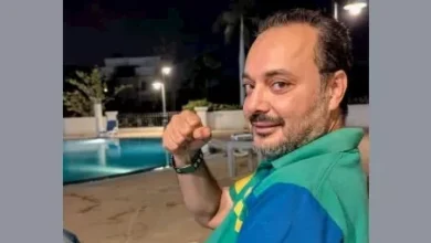 سامح صفوت يحتفل بتسجيل الهدف الأول لمنتخب مصر ضد بلجيكا