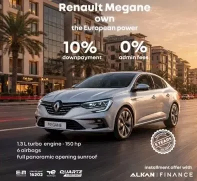 عرض مميز لشراء رينو ميجان 2026: مقدم 10% وبدون مصاريف إضافية!
