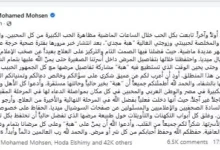 محمد محسن يكشف تفاصيل الحالة الصحية لزوجته هبة مجدي