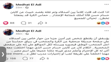 مدحت العدل يعتذر لحسام حسن بعد الهجوم ويوضح حقيقة التعليق المثير