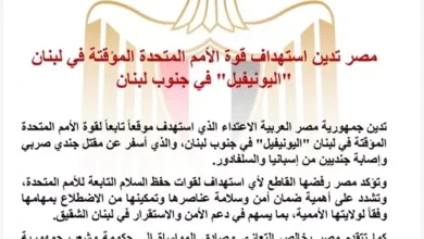 مصر تندد بالهجوم على قوة "اليونيفيل" جنوب لبنان