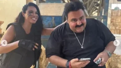 نسرين أمين تكشف كواليس فيلم صقر وكناريا بصور أكشن وطريفة