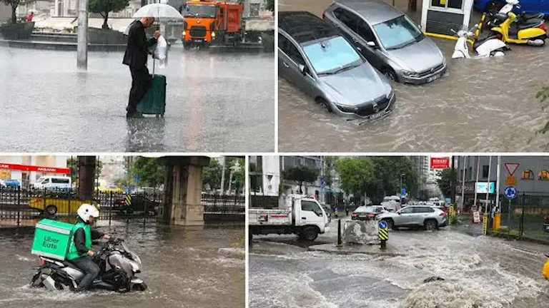 الأمطار الغزيرة تُغرق شوارع إسطنبول وتحولها إلى أنهار جارية