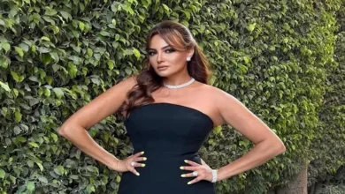 بشرى تتألق بفستان أسود أنيق في أحدث جلسة تصوير لها