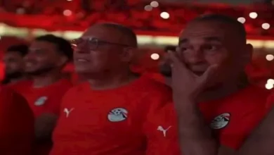 بكاء إبراهيم حسن خلال احتفالية تكريم منتخب مصر في ستاد القاهرة