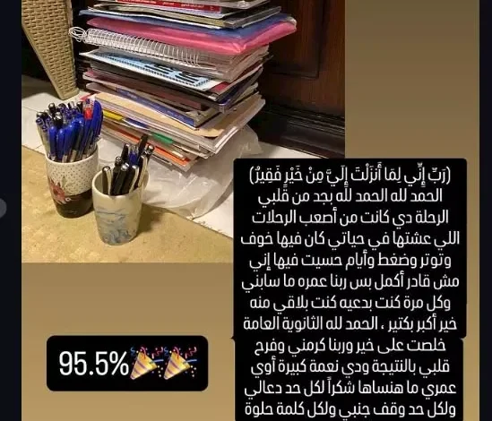 حسن وائل "كريم العاق" يحقق 95.5% في الثانوية العامة 2026