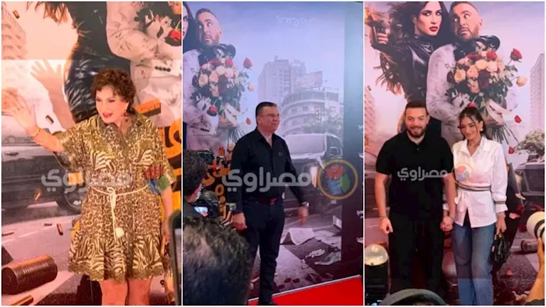شقيق ياسمين عبد العزيز وحمزة نمرة يتألقان في العرض الخاص لفيلم "خلي بالك من نفسك"