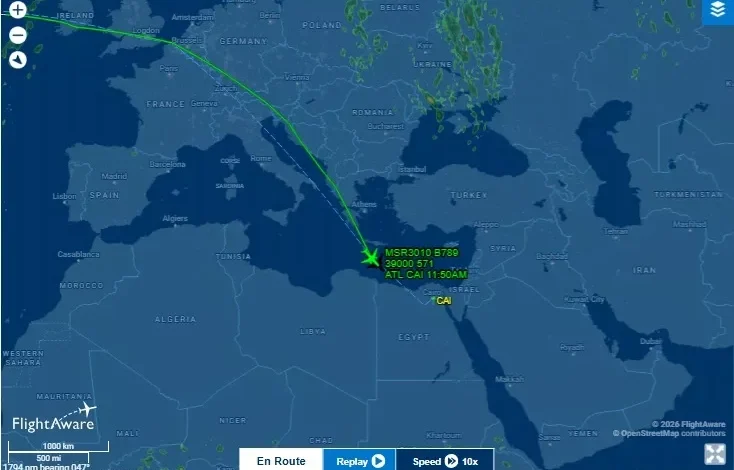 طائرة بعثة منتخب مصر تصل الأجواء المصرية.. أين وصلت الآن؟ 1 طائرة بعثة منتخب مصر تصل الأجواء المصرية.. أين وصلت الآن؟