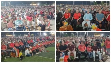 محافظ المنيا يتابع مباراة مصر وأستراليا بين المشجعين (فيديو)