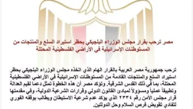 مصر تشيد بقرار بلجيكا حظر استيراد منتجات المستوطنات الإسرائيلية 4 مصر تشيد بقرار بلجيكا حظر استيراد منتجات المستوطنات الإسرائيلية