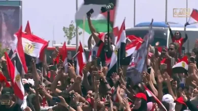 مصطفى زيكو يرفع علم فلسطين خلال احتفالات منتخب مصر