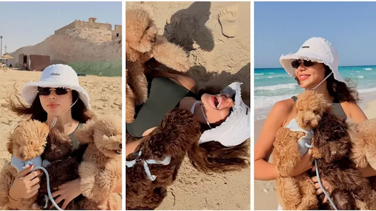 يارا السكري تتألق بإطلالة صيفية مع كلابها على شاطئ البحر 1 يارا السكري تتألق بإطلالة صيفية مع كلابها على شاطئ البحر
