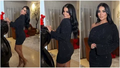 جوري بكر تتألق بفستان أسود لامع في إطلالة جريئة تخطف الأنظار