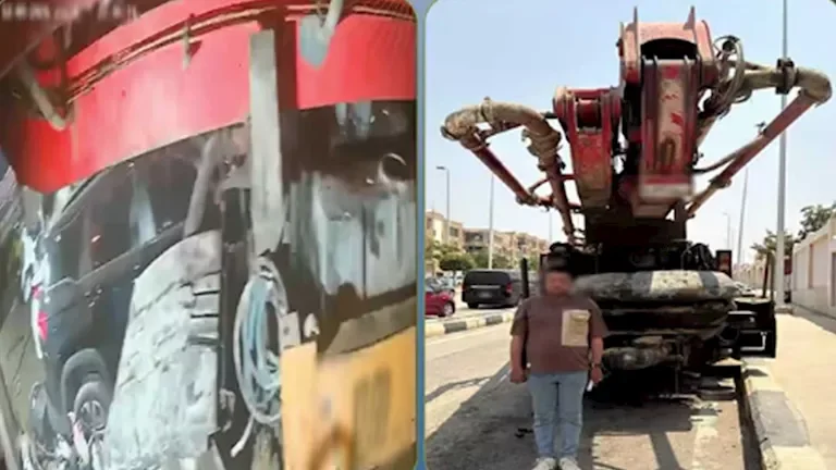 دهس سيارتين أمام مغسلة في القطامية ووزارة الداخلية توضح سبب حادث مضخة الخرسانة