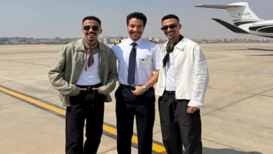 نور النبوي مع أحمد غزي وكزبرة في كواليس فيلم محمود التاني