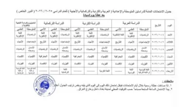 التربية تعيد جدولة الامتحانات العامة للدور الخاص تزامناً مع عطلة "يوم السيادة"