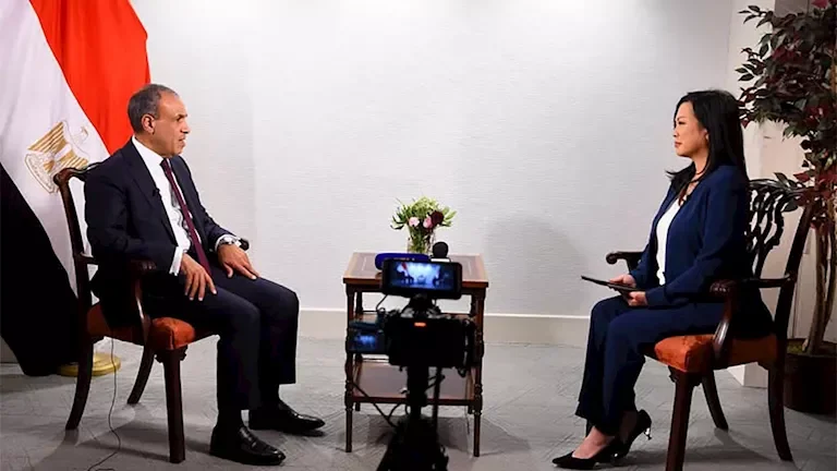 بدر عبد العاطي يلتقي "CGTN" الصينية خلال زيارته إلى نيويورك