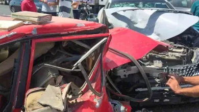 "حادث مروع على طريق الواحات يؤدي إلى وفاة شاب ويحول العربيات إلى خردة"