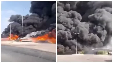 حريق هائل ي engulf منطقة 6 أكتوبر نتيجة احتراق مواسير صرف