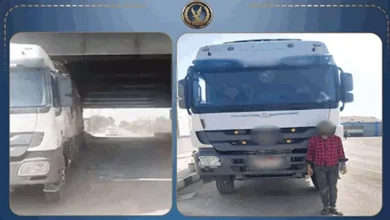 "ضبط سائق نقل بعد اصطدام حمولته بكوبري المنوفية"