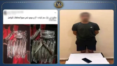 ضبط صاحب صفحة لبيع الأسلحة البيضاء في الإسماعيلية بعد استغلاله الزبائن ماليًا وإغلاق الهاتف
