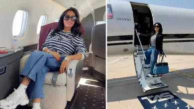 لطيفة تتألق بإطلالة كاجوال أمام الطائرة والجمهور يصفها بـ "ملكة الفن"