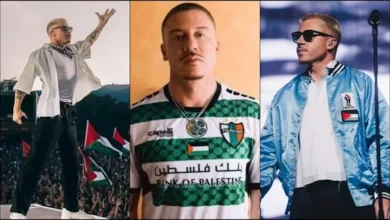 ماكليمور يرفع العلم والوشاح الفلسطيني في 20 صورة تضامنية مع القضية
