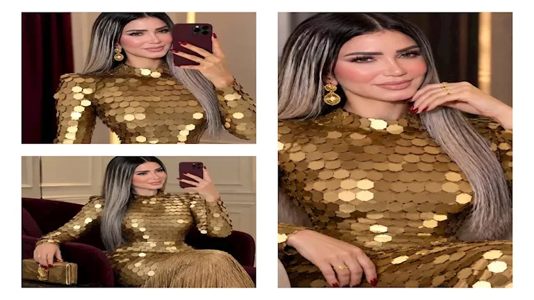 إيناس عز الدين تتألق بإطلالة ذهبية في بيت الأزياء العربي بجدة