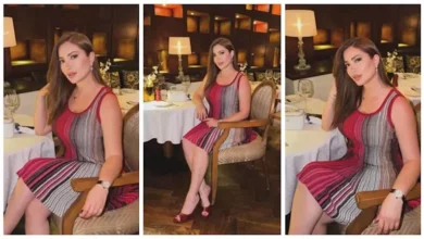 نسرين طافش تتألق بفستان أحمر ومكياج هادئ في صور جديدة