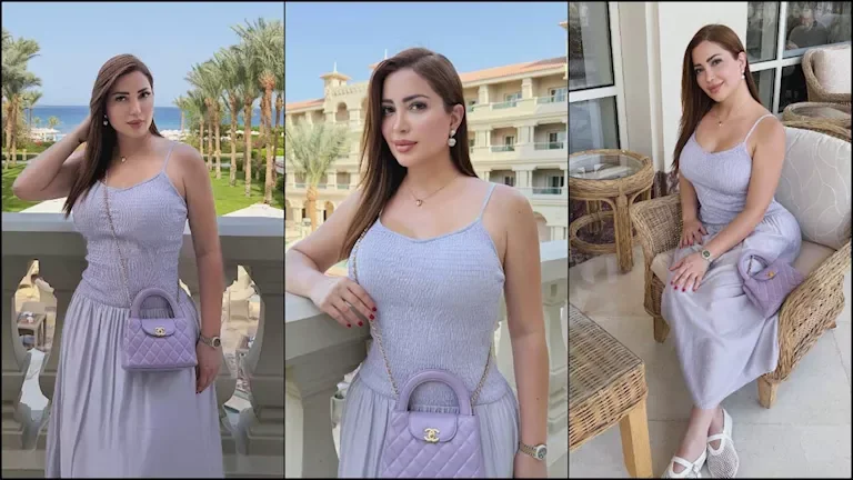 نسرين طافش تتألق بفستان بنفسجي في أحدث إطلالة لها (صور)
