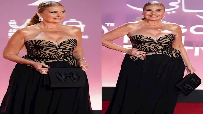 يسرا تتألق بفستان من إيلي صعب بسعر 192 ألف جنيه في سابع أيام الجونة
